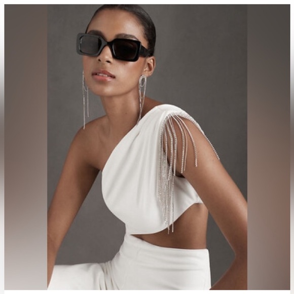 Tadashi Shoji Louisa fringe crystal Jumpsuit new with tags - Picture 3 of 4